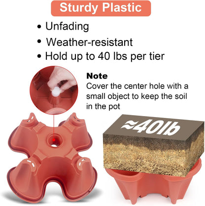 Vertical Planter 7 Tier Stackable Planters Garden Planters Strawberry Herb Flower and Vegetable Planter Indoor Outdoor Gardening Pots with Removable Wheels and Tools 2-Pack