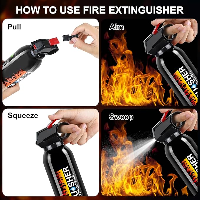Fire Extinguisher for Home - Car Fire Extinguisher with Mount, Small A B C K Fire Extinguisher, Water-Based Fire Extinguishers for Car/House/Kitchen/Truck/Marine/Boat/Vehicle/utv/rv (3)