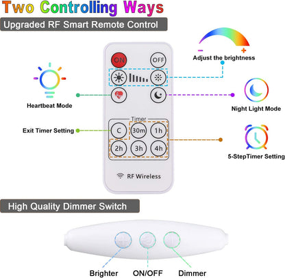 Rainbow Fairy String Curtain Lights with Remote, Twinkle LED Icicle Rainbow Lights Curtain for Girls Room, Bedroom, Teen Room, Kids Room, Unicorn Room, Party, Holiday Décor (Rainbow)