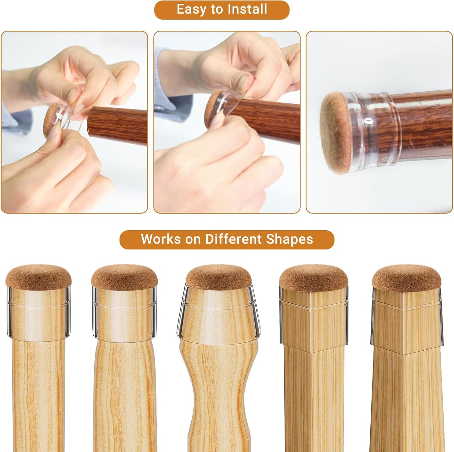 24 PCS Silicone Chair Leg Floor Protectors Medium Fit (1"-1.2") Rubber Felt Furniture Pads Chair Legs Caps/Covers for Hardwood Floors, Tile from Scratches & Reduce Noise - Round, Clear