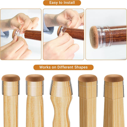 Meldel 24 PCS Silicone Chair Leg Floor Protectors Extra Small(0.6"-0.8") Rubber Felt Furniture Pads Chair Legs Caps/Covers for Hardwood Floors, Tile from Scratches & Reduce Noise - Round, Clear