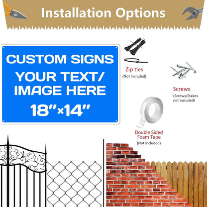Custom Signs Outdoor and Indoor,Aluminum Weatherproof Metal Sign Multiple Sizes Custom Personalized Text And picture Here,custom door sign/garden sign/hazard sign(18 * 14inch,Blue)