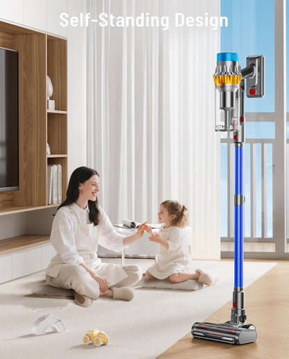 Cordless Vacuum Cleaner, 600W 50KPA 65Min Powerful Vacuum Cleaners for Home, Self-Standing Stick Vacuum Cordless Rechargeable/ Anti-Tangle/OLED Screen/1.8L Cup for Home Pet Hair/Carpet/Hardwood Floor