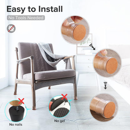 24PCS Upgraded Silicone Chair Leg Floor Protectors for Hardwood Floors, Furniture Sliders for Chair Legs, Felt Bottom Furniture Pads, Anti-Slip Round&Square Cap Covers to Scratch and Reduce Noise