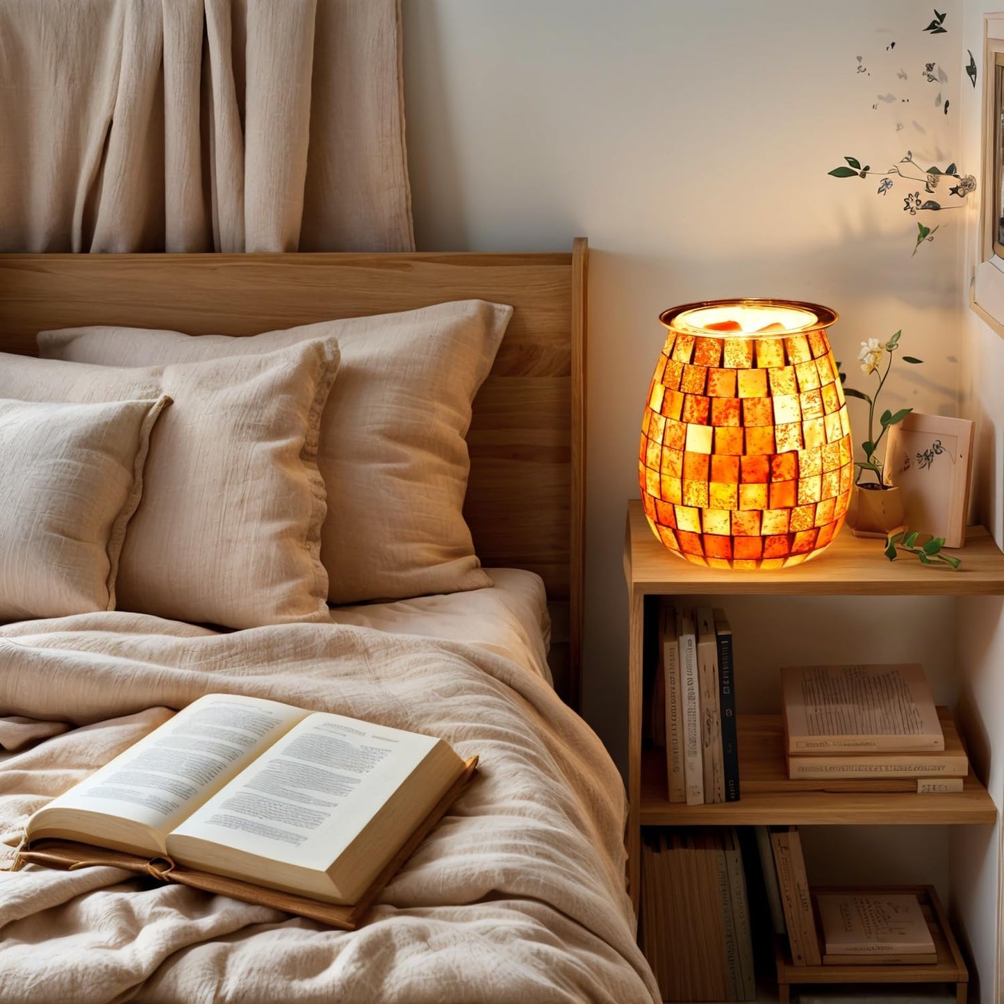 Dicimi Glass Wax melt Heater, Mosaic Electric Fuel Burner, Candle Wax melt Romantic Fragrance Heater Essential Oil Burner, Suitable for Gifts, Home Decoration（Platinum Cube）