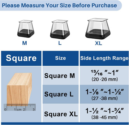 28 Pcs Chair Leg Sliders for Carpet, Square Chair Glides, Silicone Furniture Leg Protectors Caps, Carpet Protectors Table Feet Covers Cups, Teflon Furniture Pads Sliders (Fit:13/16" ~ 1")