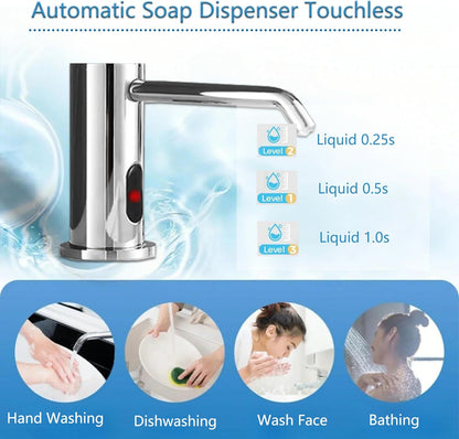 Automatic Soap Dispenser Touchless for Kitchen and Bathroom, Sink Built in Commercial Electric Soap Dispenser,Upgraded Infrared Sensors, with Bottle and Pump Electroplated 33.81oz/1000ml