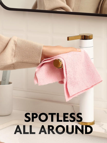 Fantasticlean Microfiber Cleaning Cloth Roll -75 Pack, Tear Away Microfiber Towels, 12" x 12", Reusable, Washable, Scratch Free, Ultra Absorbent Dish Rags for Car, Home, Garage or Shop (Pink)