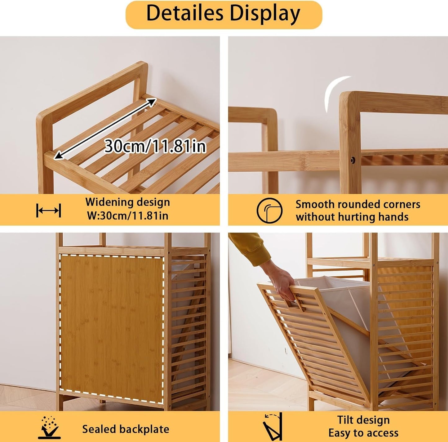 Laundry Hamper with 2-Tier Shelves & Tilt Out Basket, Laundry Baskets Organizer Hampers Bathroom Storage Shelf for Laundry Room, Bathroom, Nursery, Bedroom, Guest Room, Closet (2 Tier - Large)