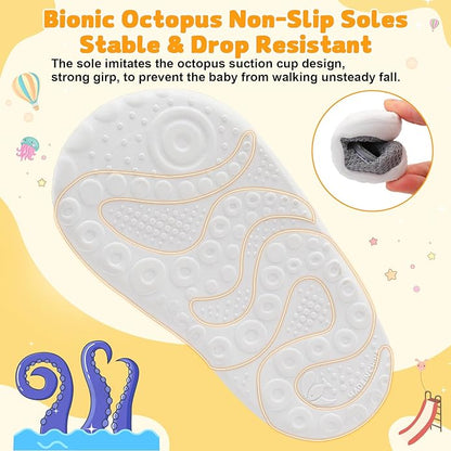 FEETCITY Baby First Walking Shoes Wide Baby Shoes Infant Sneakers Newborn Crib Shoe Barefoot Lightweight Slip On Shoe