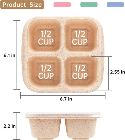 4 Pack Bento Lunch Box，4 Compartment Snack Containers，Divided Bento Snack Box，Meal Prep Containers Kids/Toddle/Adults,Food Storage Containers for School, Work and Travel