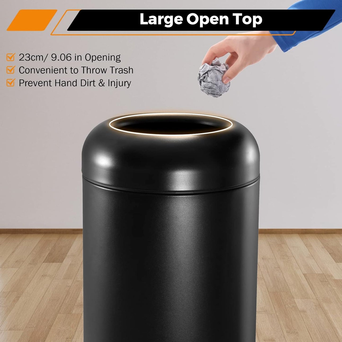 BEAMNOVA Commercial Trash Can 16.5 Gallon Open Top Outdoor Indoor Garbage Enclosure Inner with Lid Inside Barrel 14.6 * 32.7 inch Stainless Steel Industrial Waste Container