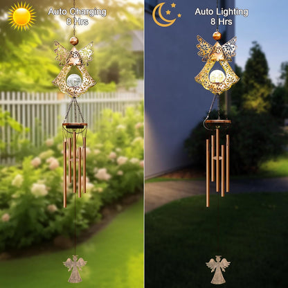 Wind Chimes Outdoor Indoor Decor: Birthday Gifts for Mom Grandma - Outside Lights for Garden Yard Patio Porch (Angel)