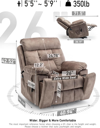 Lazy boy Recliner Chair with Cupholder/Power Lift Recliner Chair for Elderly， Electric Recliner/Big and Tall Recliners for People Up to 6'2"/350lb Range