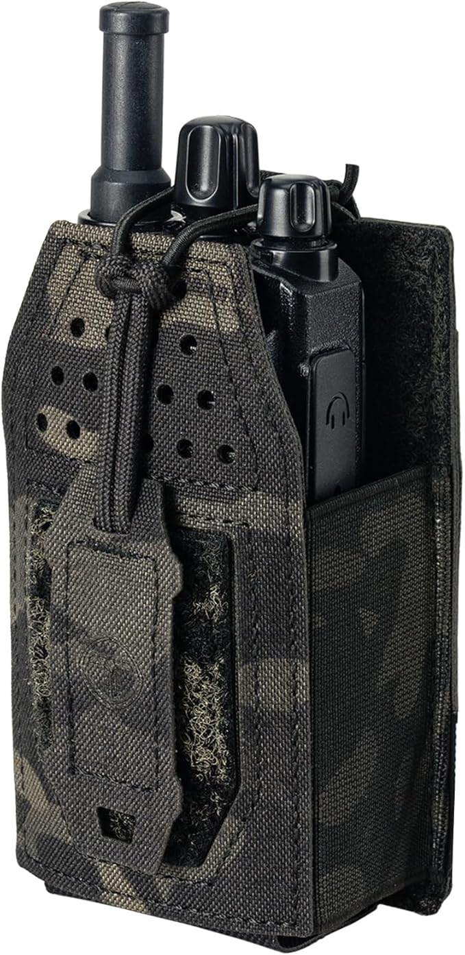 Tactical Radio Holster Molle Radio Pouch Universal Radio Holder For Walkie Talkie Motorola BaoFeng UV-5R BF-F8HP Adjustable Storage Rifle Magazine Pouch(camo black)
