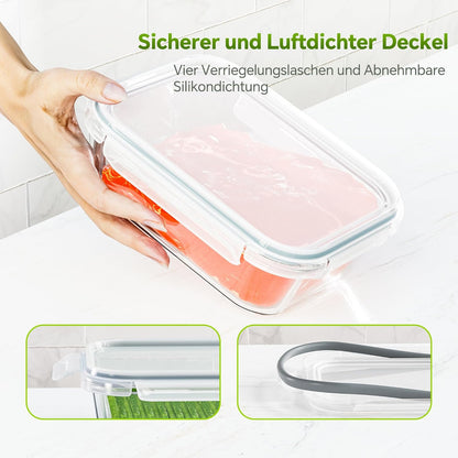 3-Pack 35 oz Borosilicate Glass Food Storage Containers with Lids, Stackable Airtight Glass Meal Prep Containers for Lunch & Leftover, BPA-Free & Leak Proof, for Microwave, Oven, Dishwasher