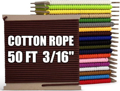 PerkHomy 500lb Cotton Rope 3/16" (5mm) 50 ft Multi Purpose Utility Diamond Braided Cord, Natural Cotton for Clothes Line Camping Crafting Flag Pole, Dark Brown