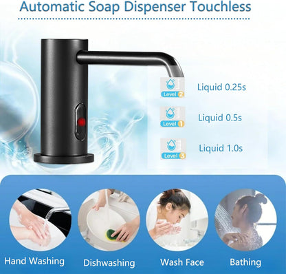 Automatic Soap Dispenser Touchless for Kitchen and Bathroom, Sink Built in Commercial Electric Soap Dispenser,Upgraded Infrared Sensors Brass Material, with Bottle and Pump 33.81oz/1000ml(Black)