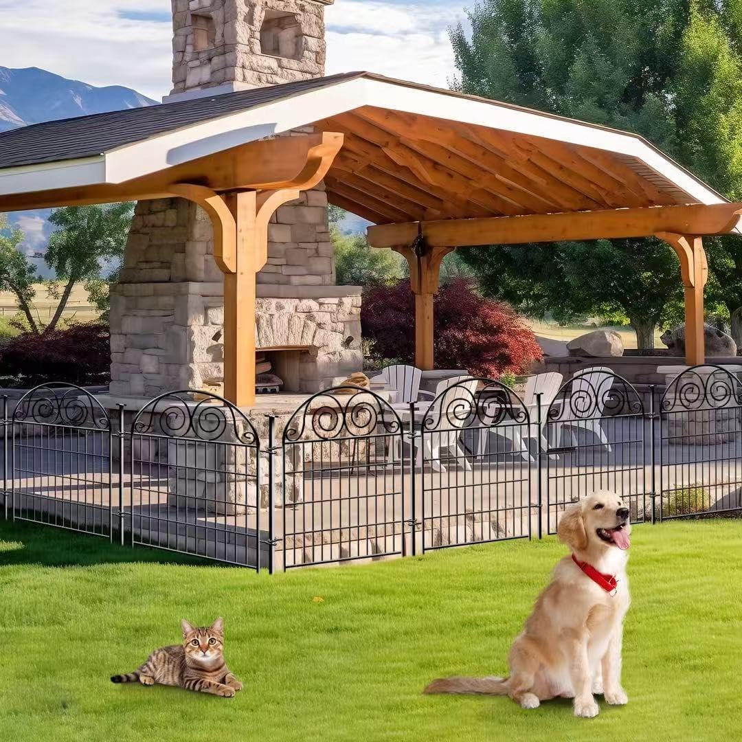 Tall Garden Fence with Gate, 40 Inch(H) 20 Panels Total Length 43.7 Ft, Dog Fencing Outdoor for Yard, Dog Digging Fence Barrier, Decorative Fence for Garden│Patented