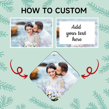 Personalized Christmas Ornaments 2025 Wood Custom Picture Text Hanging Ornament Customized Christmas Tree Decorations Keepsake Gift for Family Couples Xmas Tree Home Decor