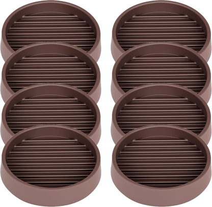 Non Slip Furniture Pads, 2.5” Round Rubber Caster Cups, 8 Pcs Furniture Coasters, Anti-Slip Gripper, Anti Slide Furnitures Feet Floor Protectors for Bed Couch Stoppers - Brown