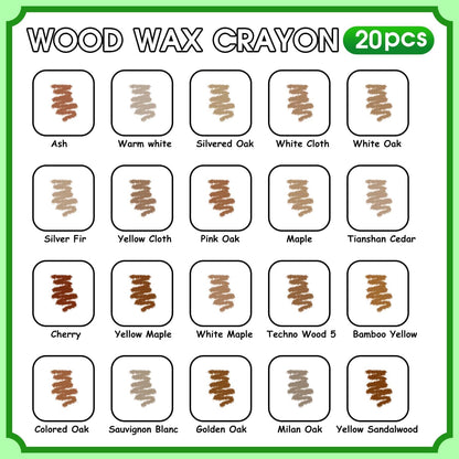 Furniture Markers Touch Up, 20 Colors Wood Filler Sticks, Wood Wax Crayons for Repairing Scratches, Scuffs, Cracks, Holes on Furniture, Floors, Cabinets, Tables, and Doors - Brown Series