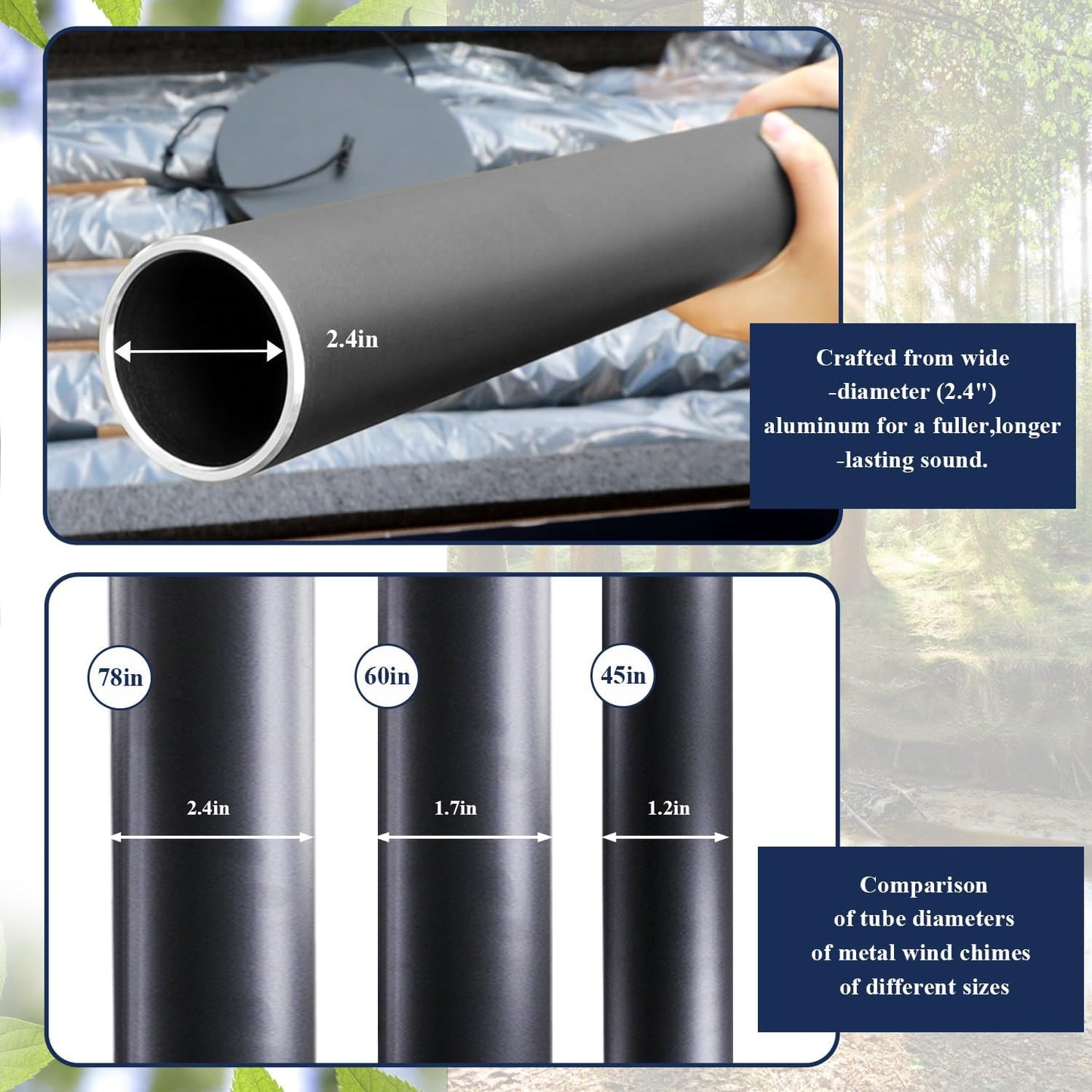 ASTARIN 78 Inch Wind Chimes for Outside with 6 Tubes Tuned Relaxing Melody, Extra Large Wind Chimes Outdoor Deep Tone for Patio, Backyard, Garden, and Outdoor Decor,Black