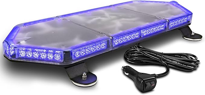 NanoFlare NFMB80 26" 12V 80W Blue LED Strobe Mini Light Bar [SAE Class 1] [Magnet/Permanent Mount] Roof top Rotating Safety Flashing Emergency Warning Beacon Lightbar for Firefighter