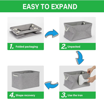 Bidtakay Storage Baskets Gray 3 Pack Shelf Baskets Collapsible Storage Bins for Clothes 15X11X9.5Inch Decorative Baskets with Handles Large Baskets for Organizing Closet Home Storage (Grey)