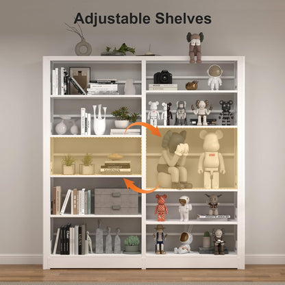 5-Tier Industrial Book Shelf, White Bookcases and Bookshelves,Tall Metal Bookcase Storage Organizer,Freestanding Bookshelf for Living Room,Home Office (White, Shelf-2)