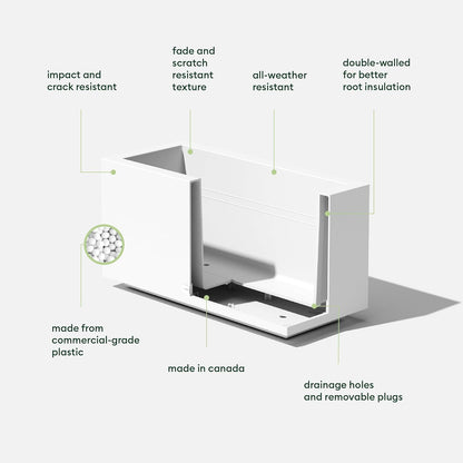 Veradek Block Series Long Box Planter - Large Rectangular Planter for Indoor or Outdoor Patio/Porch | Durable All-Weather Use with Drainage Holes | Modern Décor for Tall Plants, Flowers or Shrubs