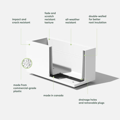 Veradek Block Series Long Box Planter - Large Rectangular Planter for Indoor or Outdoor Patio/Porch | Durable All-Weather Use with Drainage Holes | Modern Décor for Tall Plants, Flowers or Shrubs