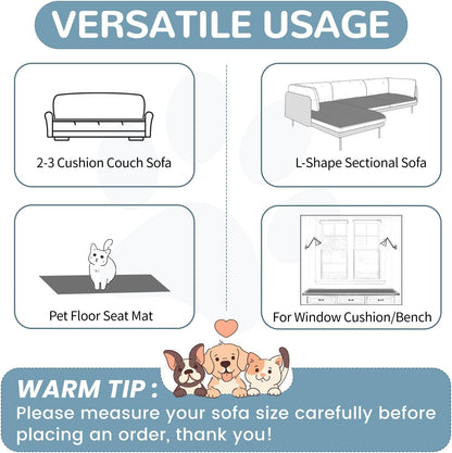 OTOB Couch Cover for Dogs Washable, Non Slip Plush Fuzzy Sofa Covers for 3 Cushion Couch Pet Friendly, Soft All Seasons Sofa Slipcover Cozy Furniture Protector (Dark Gray, 31.5" x 82.7")