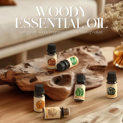 Woody Essential Oils Set, Fragrance Oil Set for Diffuser, Scent Diffuser Oil for Candle Making- Sandalwood, Cedar, Bamboo, Teak, Vetiver, Forest Pine