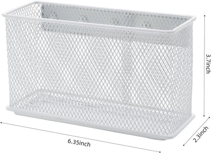 dedoot Magnetic Pencil Holder for refrigerator Storage Magnetic Basket Mesh White Strong Magnetic Pen Holder for Refrigerator,Whiteboard, Locker, Home and Office Organizer, 6.3x2.3x3.6inch