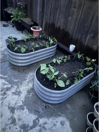 2 Pack 4x2x1FT Galvanized Raised Garden Bed Kit Oval Metal Ground Planter Box Outdoor Bottomless Planter Raised Beds for Vegetables Flowers Herbs Fruits, Green
