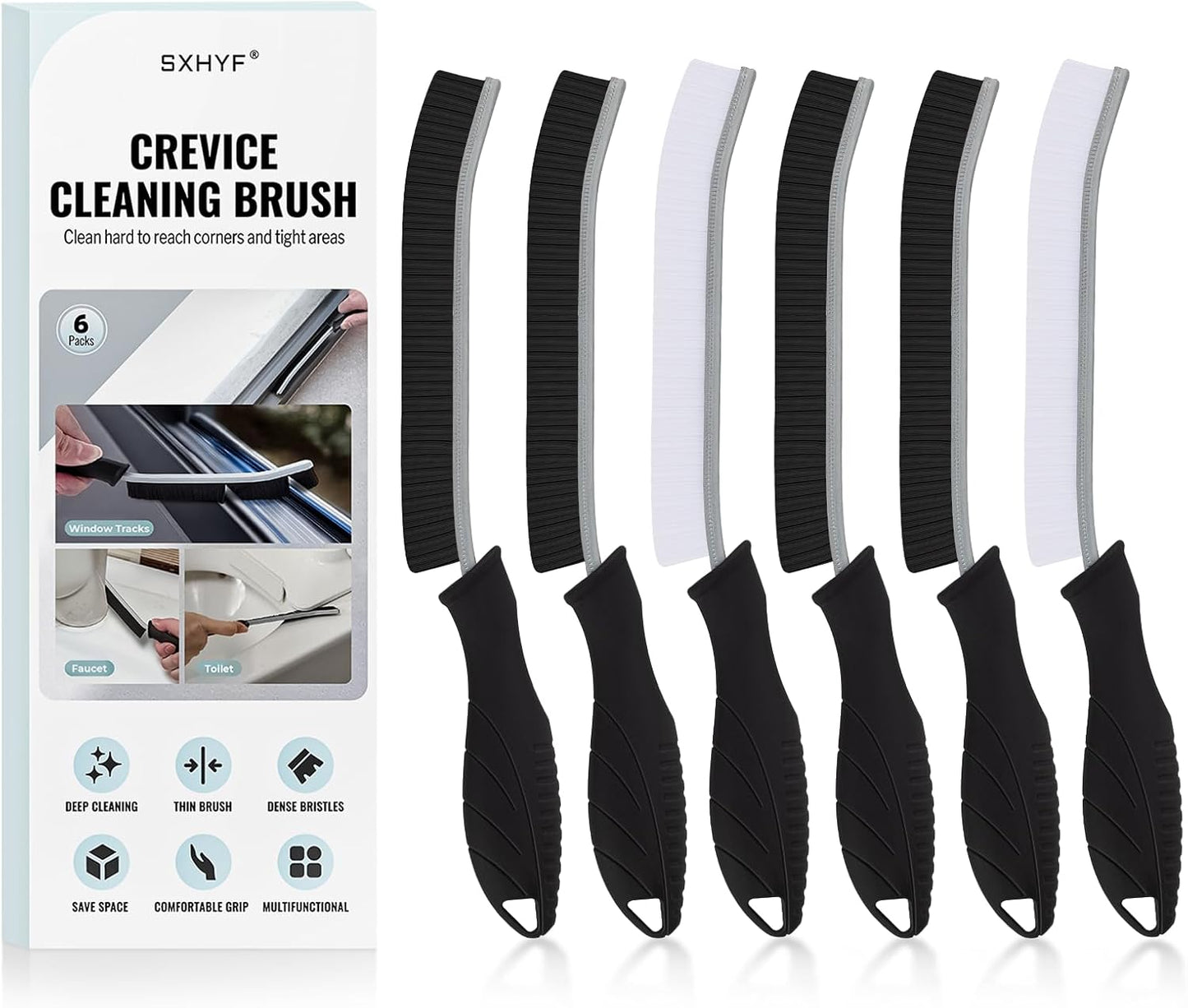 SXhyf Crevice Cleaning Brush - Grout Scrub Brush, House Cleaning Supplies, Gap Cleaning Tools, Home Essentials, Gifts for Women Men, Hard Bristle Crevice Cleaner Brush for Household Use, Bathroom