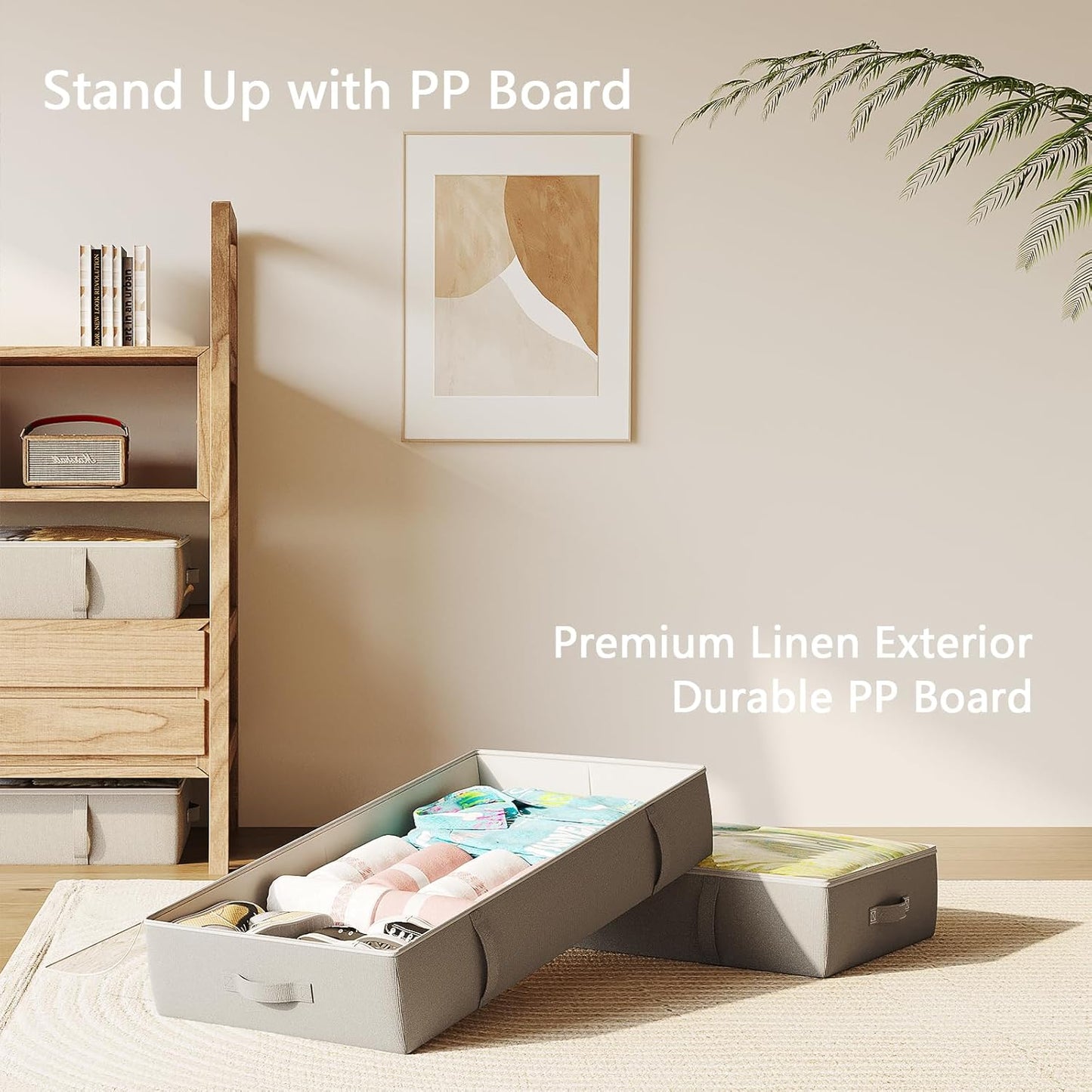 2-Pack Under Bed Storage Containers, 6 Inches Tall Underbed Clothes Storage Organizer Bin with Sturdy Sidewalls/Bottom, Underbed Storage Bins 2 Storage Thin Bins