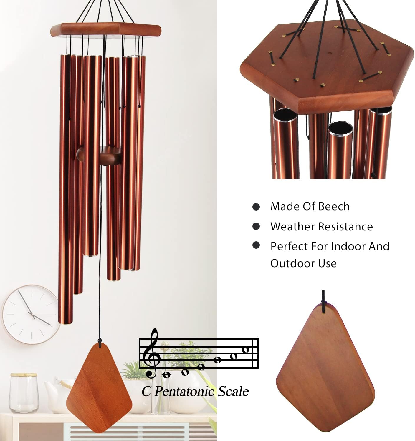 ASTARIN Wind Chimes Outdoor Large Deep Tone, Large Windchimes for Outside with 6 Tubes Tuned Relaxing Melody,Memorial Wind Chimes for Mom Dad,Sympathy Gifts, 36"