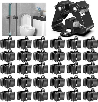 3-H Stainless Steel Broom Holder Wall Mount 30-Pack- Heavy Duty Mop Organizer, Wall Mounted Broom Storage with Secure Mounting for Kitchen Laundry Garage Bathroom (Space Saving)