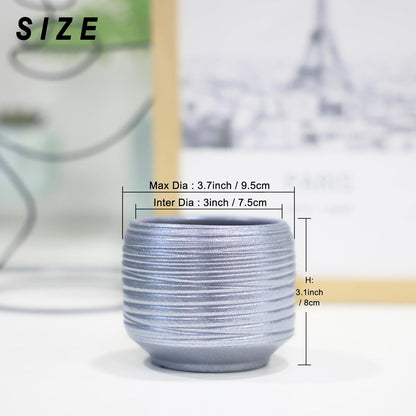 Mini Succulent Planter Set – 3.7 Inch Ceramic Pots with Drainage for Indoor Plants, Small Decorative Flower Pots for Cactus and House Plants, Set of 4