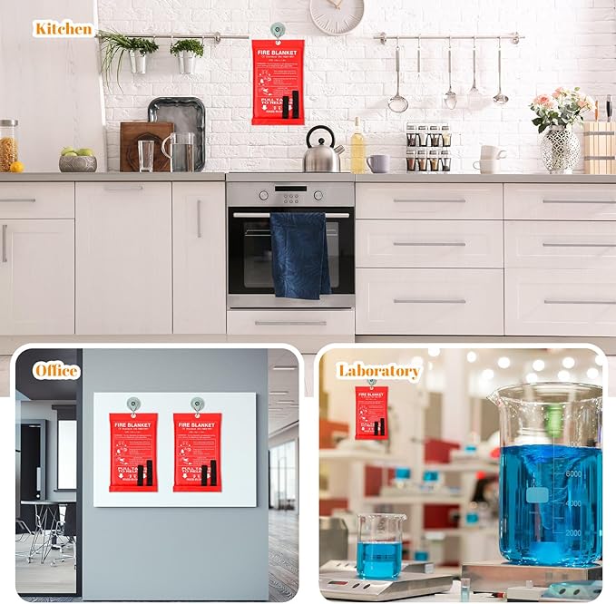 Jerify 36 Pcs Fire Blanket - Fiberglass Fire Emergency Flame Retardant Safety Fireproof Safety Suppression Cover Blanket for Kitchen, Home, Car and Office - 39 x 39 Inch (Red)