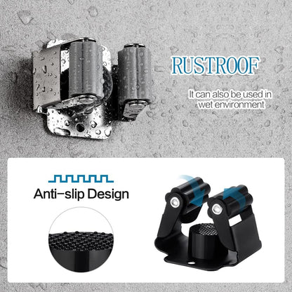 6PCS Broom and Mop Holder, Heavy Duty Garden Tool Organizer Rack Rake and Shovel Handle, Stainless Steel Mop Hanger. Wall Mounted Utility Rack with Screws, Silver.