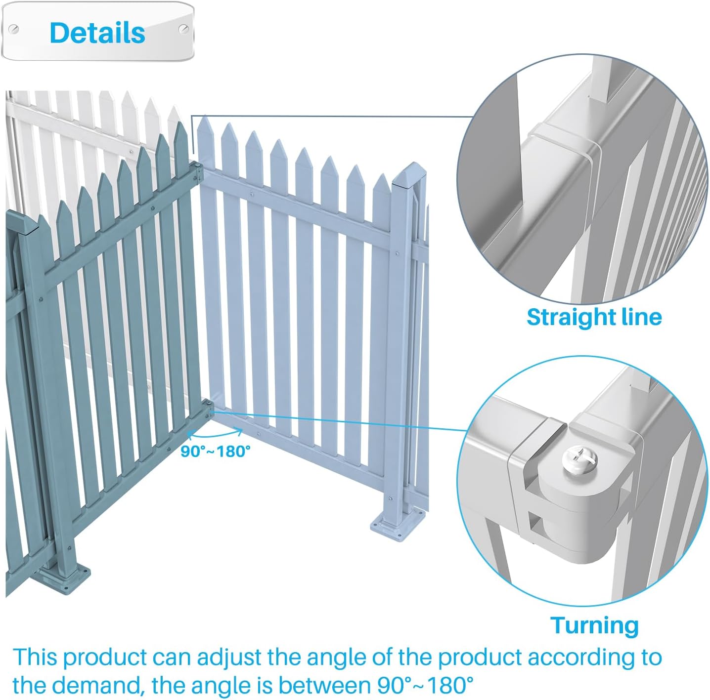 Patio 6 Sets Vinyl Picket Fence Panels 30" H x 84" W White PVC Decorative Fence for Front Yard Porch Patio Deck Pool Air Conditioner Fence Safety Dog Fence (34 Pickets, Straight)