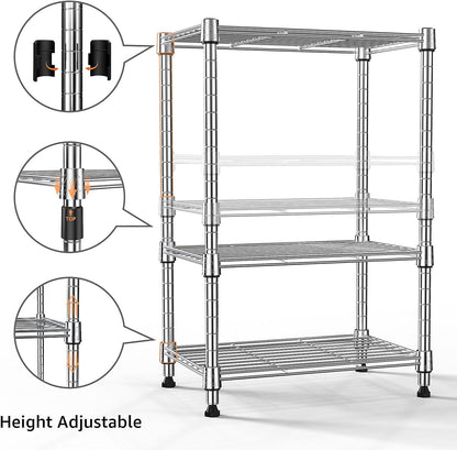 450 lbs Wire Storage Shelving 3-Tier Utility Shelving Unit Steel Organizer Wire Rack for Home,Kitchen,Office,Chrome(11.8" D x 17.7" W x 26.4" H)