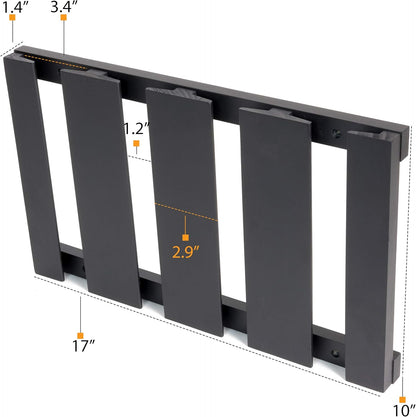 Rustic State Eze 4 Sectional Wood Under Cabinet Wine Glass Holder Wine Glass Rack Hanging Shelf Stemware Bar Organizer - 12 Wine Glass Storage - 10 Inch Deep - Black