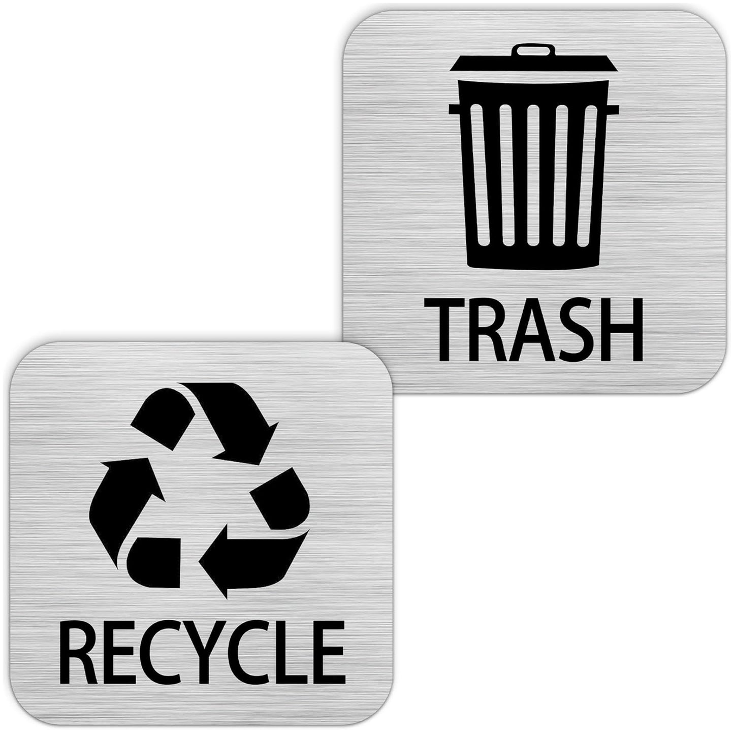 Recycle and Trash Magnets Sticker for Recycling Bins and Kitchen Cans, 2 Magnetic Sticker Adhesives for Garbage Containers, Outdoor Waste Bin