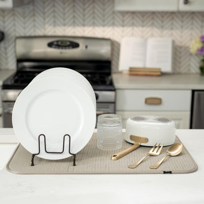 S&T INC. Dish Drying Mat XL, 18” x 24”, Absorbent Microfiber Kitchen Counter Mat, Dish Drying Pad for Dishes, Utensils, Pots and Pans, Extra Large, Pure Cashmere