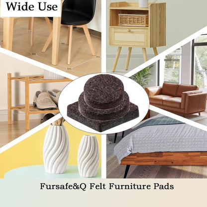 Fursafe&Q Felt Furniture Pads for Hardwood Floors -Self Adhesive Felt Chair Leg Pads，Furniture Feet Floor Protectors, Protect Floor from Nicks, Bumps and Scratch, 201 Pcs Kitchen Cabinet Door Bumper