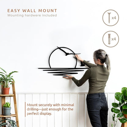 Wita Home Sunset with Seagulls Metal Wall Mounted Art, Handcrafted Metal Home Decor with Static Powder Coating, Eye-Catching Addition to Living Room Decor, Modern Beach Decor for Indoor and Outdoor Spaces, Perfect Housewarming Gift (32 x 16 inches)